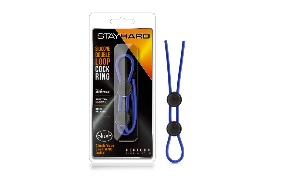 Stay Hard Silicone Double Loop Cock Ring Blue