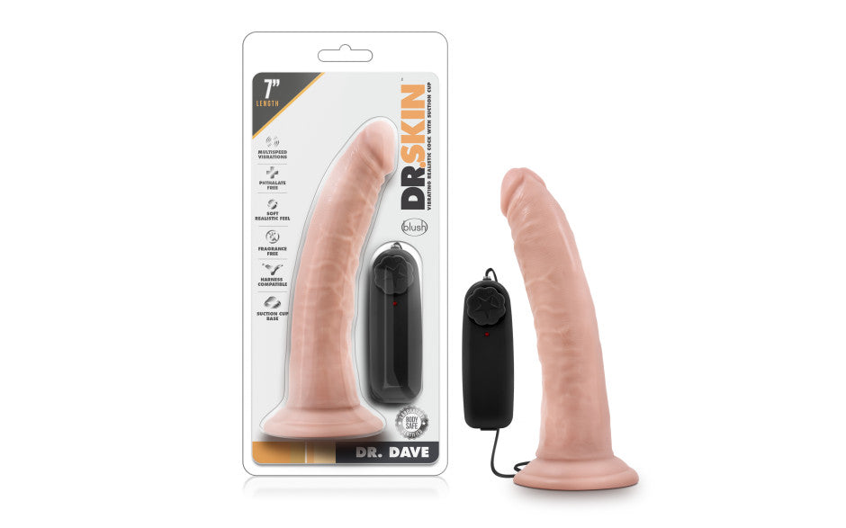 Dr Skin Dr Dave 7in Vibrating Cock with Suction Cup Vanilla