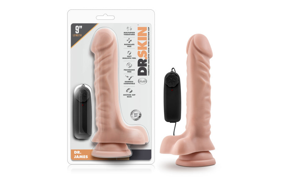 Dr Skin Dr James 9in Vibrating Cock with Suction Cup Vanilla