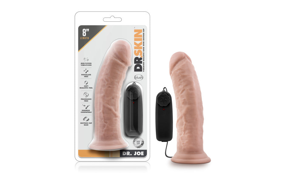 Dr Skin Dr Joe 8in Vibrating Cock with Suction Cup Vanilla