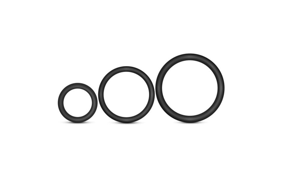 Performance Silicone Cock Ring 3 Pc Set Black