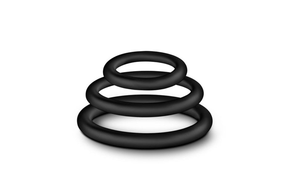 Performance Silicone Cock Ring 3 Pc Set Black