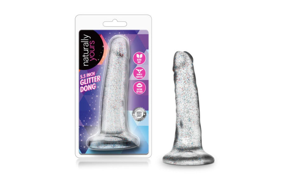 Naturally Yours Glitter Dong Clear 5.5in