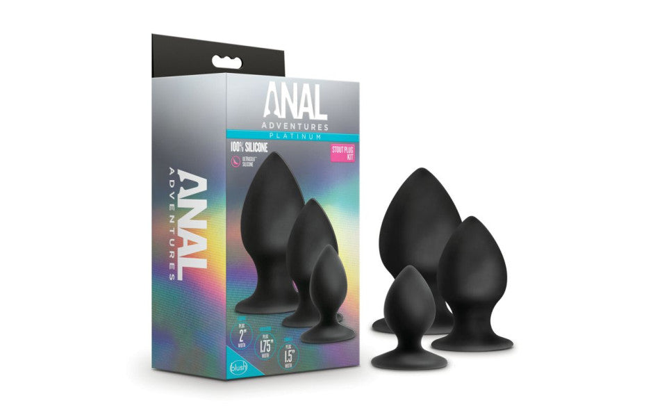 Anal Adventures Platinum Silicone Anal Stout Plug Kit