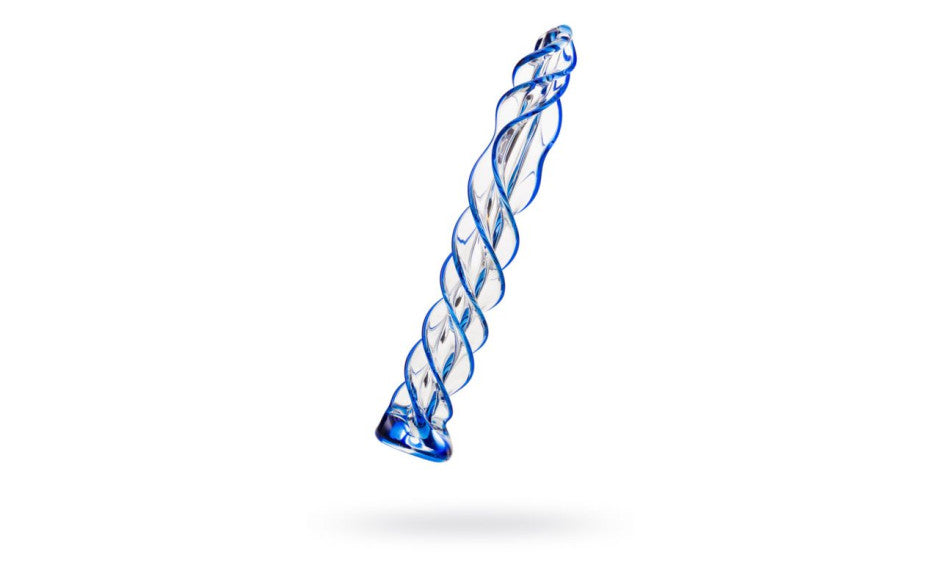 Sexus Glass Dildo Blue Helix 18.7cm