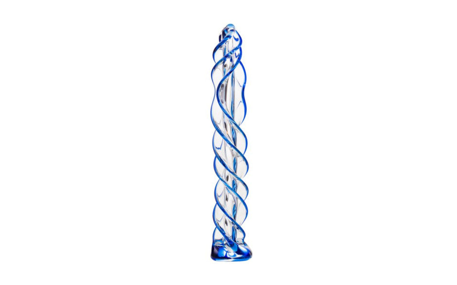 Sexus Glass Dildo Blue Helix 18.7cm