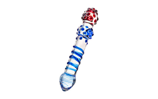 Sexus Glass Dildo Blue Red 20.5cm