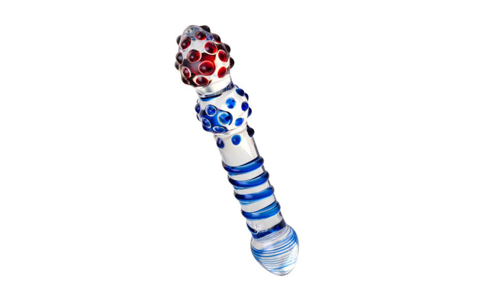Sexus Glass Dildo Blue Red 20.5cm