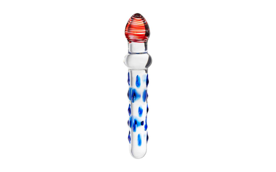 Sexus Glass Dildo Blue/Red 20 cm
