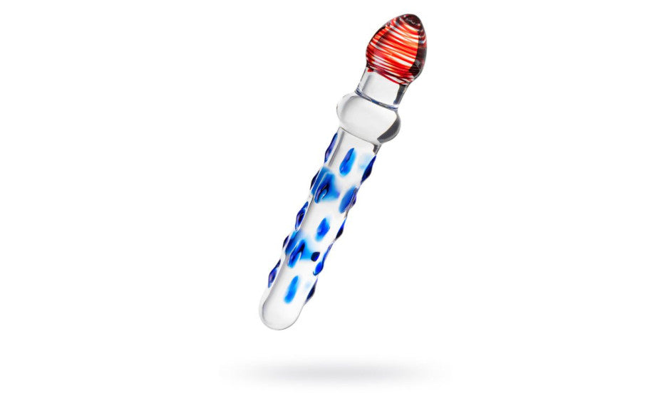 Sexus Glass Dildo Blue/Red 20 cm