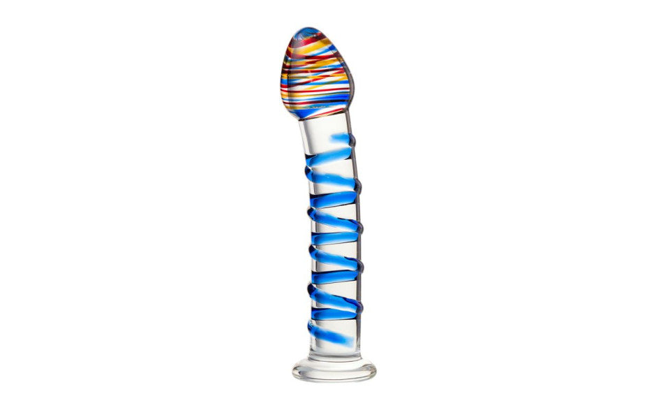 Sexus Glass Dildo Blue Swirls 18cm