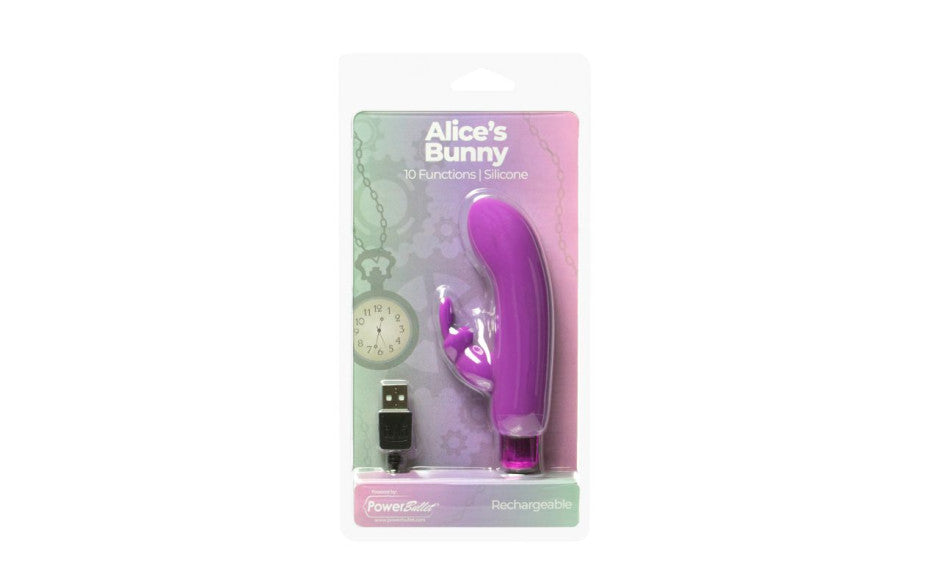 Alices Bunny Rechargeable Bullet w Rabbit Sleeve Purple
