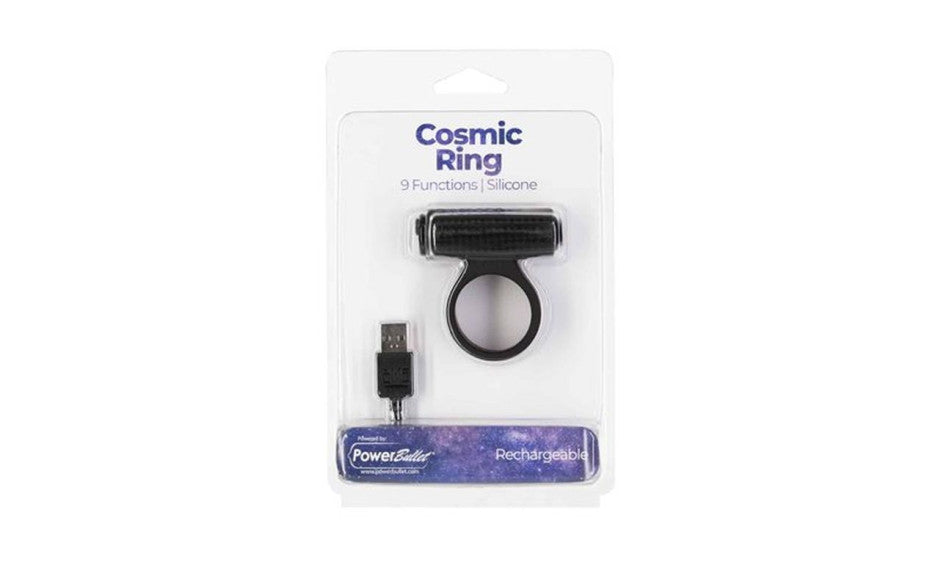 Power Bullet Cosmic Cock Ring w Bullet Black