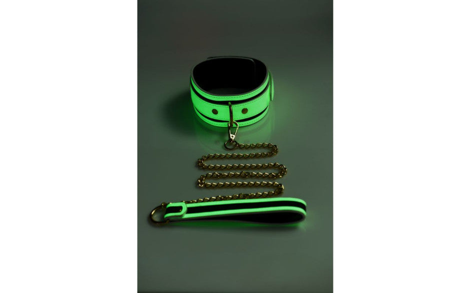 Kink in the Dark Glowing Collar and Lead Fluro Green