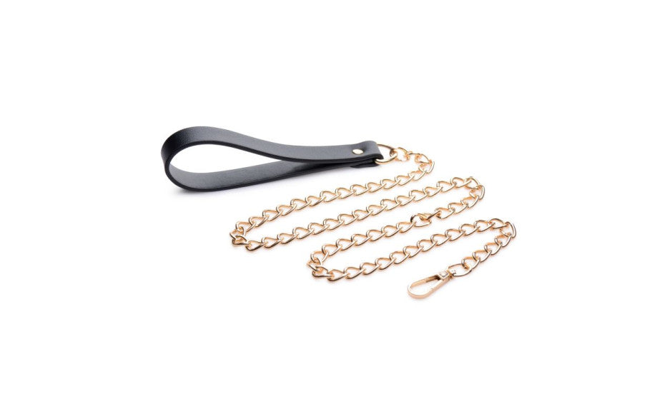 Leashed Lover Black/Gold Chain Leash