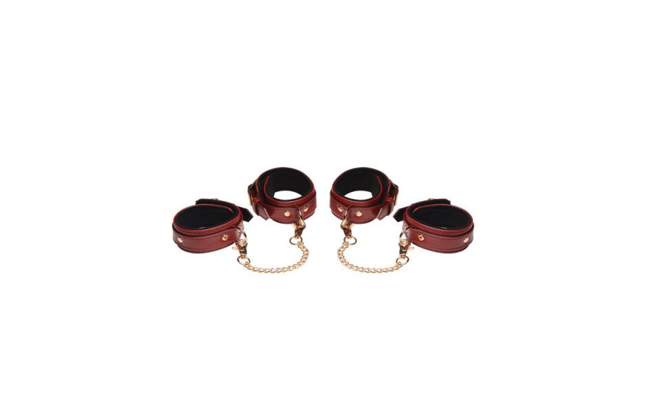 6 Pc PU Leather Bondage Set Burgundy