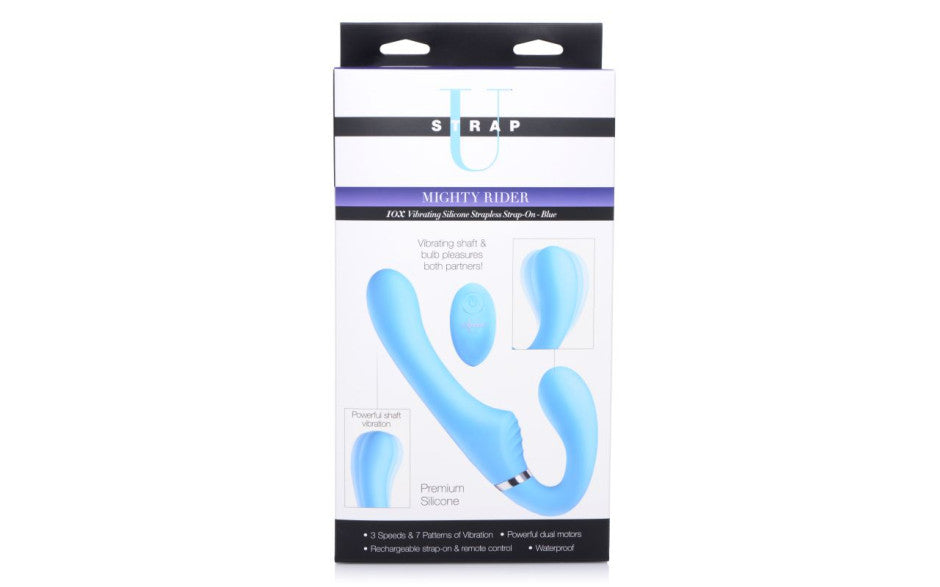 Mighty Rider 10X Strapless Strap-On Blue w Remote