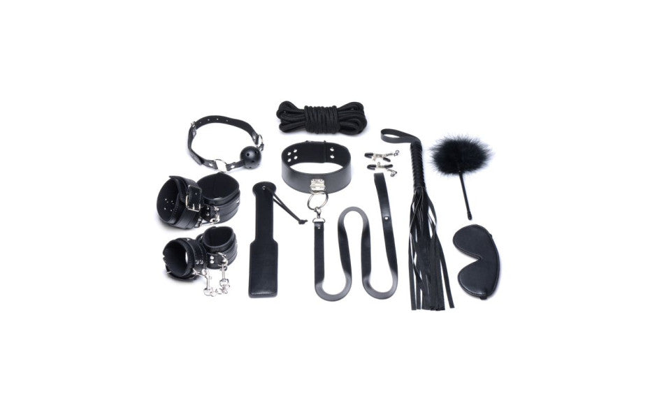 Deluxe 10 Pc Bondage Set Black