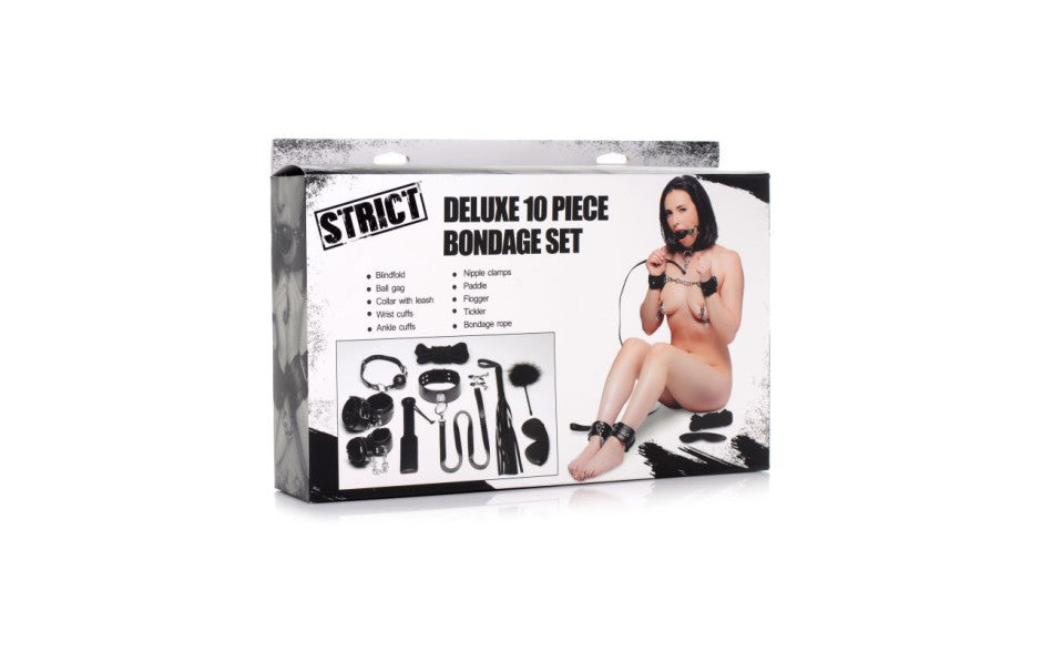 Deluxe 10 Pc Bondage Set Black