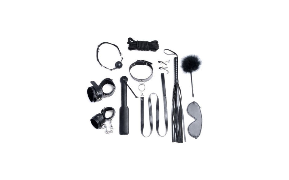 Deluxe 10 Pc Bondage Set Black
