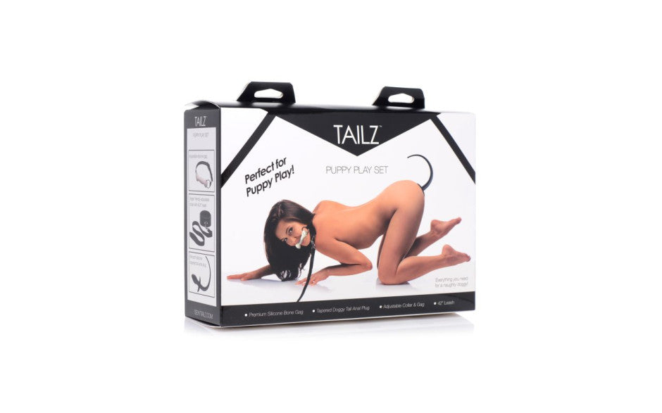 Puppy Play Set incl Gag, Plug and Collar Black