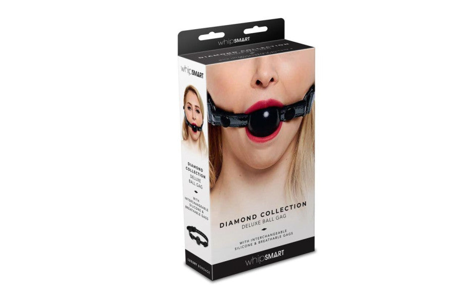 Whip Smart Diamond Deluxe Ball Gag Black