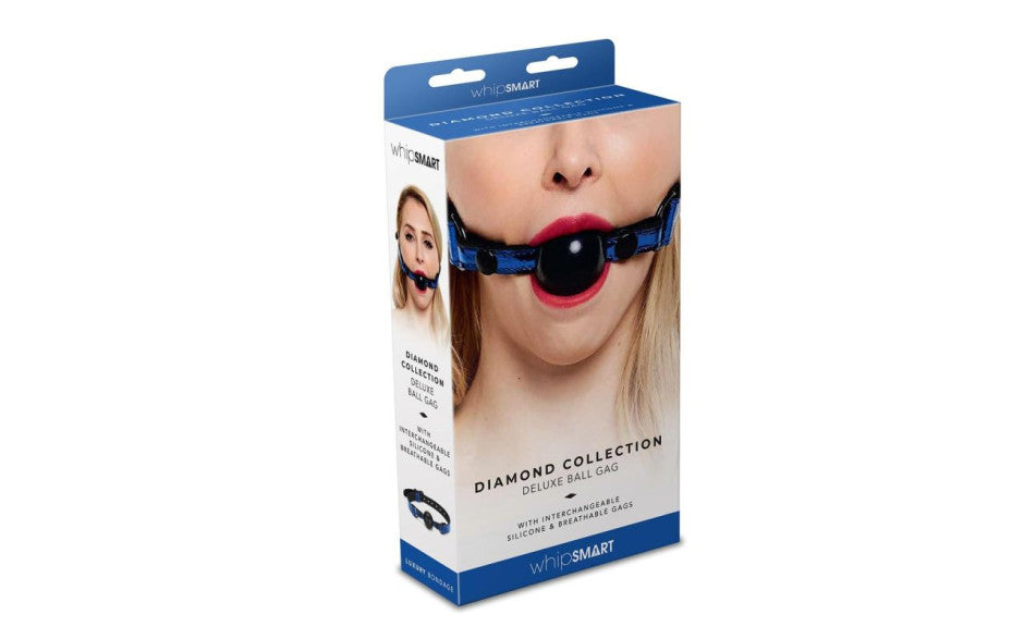 Whip Smart Diamond Deluxe Ball Gag Blue