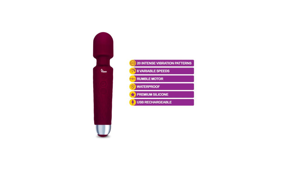 Viben Tempest Rechargeable Wand Massager Ruby
