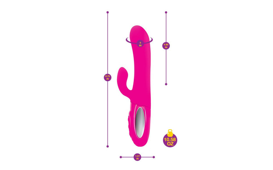 Viben Hypnotic Thrusting Rabbit Vibe w Swinging Clit Stim Hot Pink