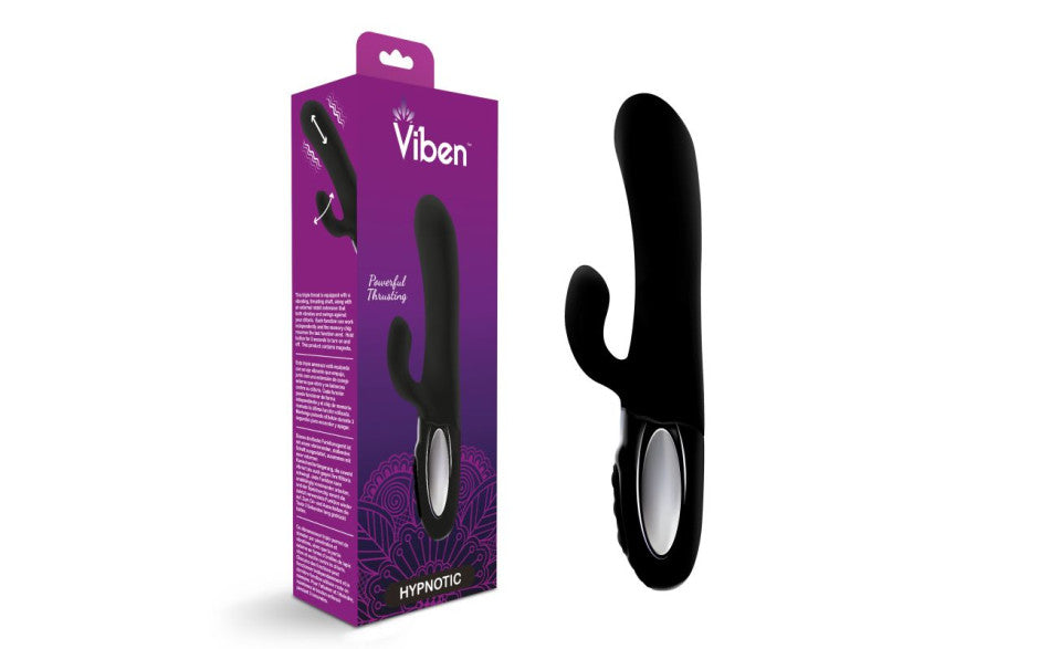 Viben Hypnotic Thrusting Rabbit Vibe w Swinging Clit Stim Black