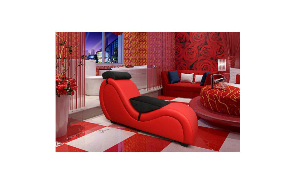 Kama Sutra Mebon Chaise Love Lounge Red w Black Pillows