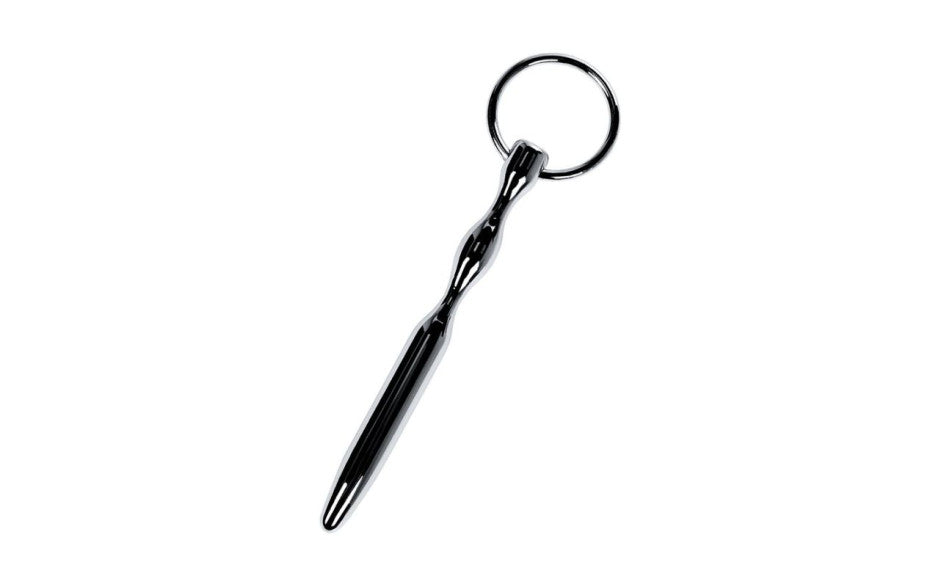 Silver Metal Bullet Shaped Urethral Plug w Ring