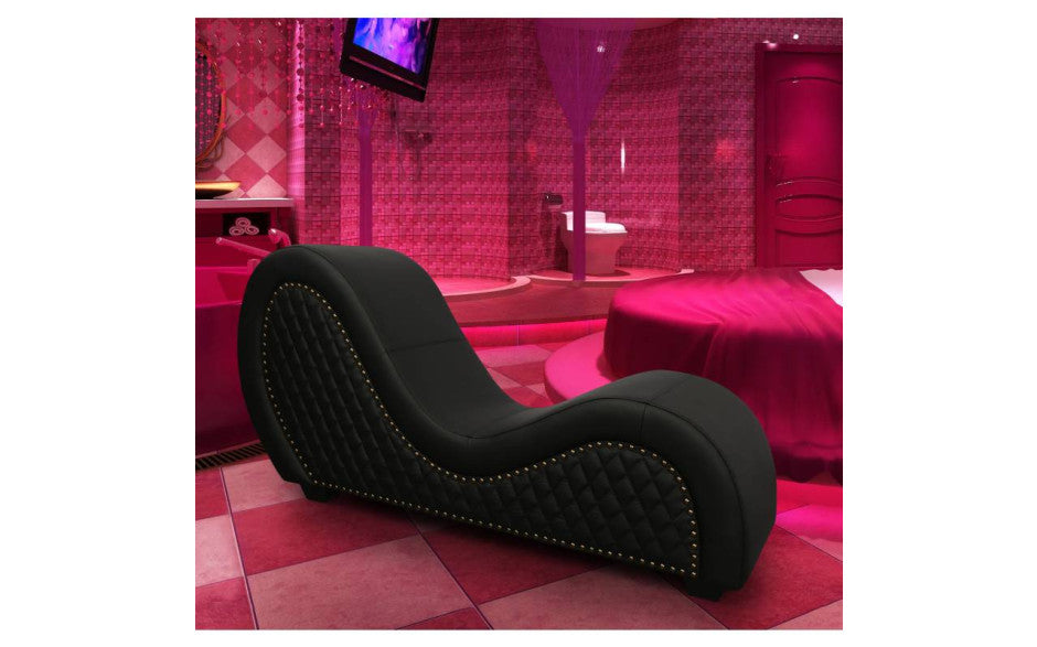 Kama Sutra Mebon Chaise Love Lounge Studded and Quilted Black