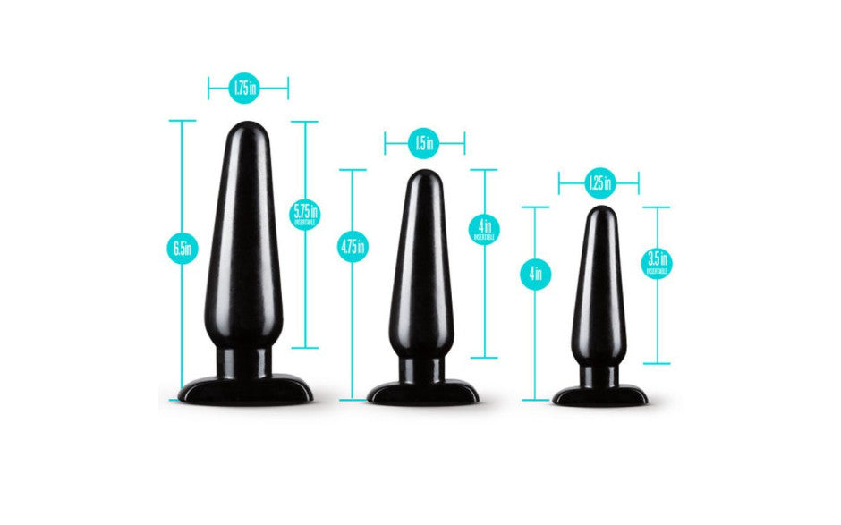 Anal Adventures 3 Pc Basic Plug Kit Black