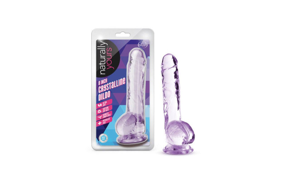 Naturally Yours 8" Crystaline Dildo Amethyst