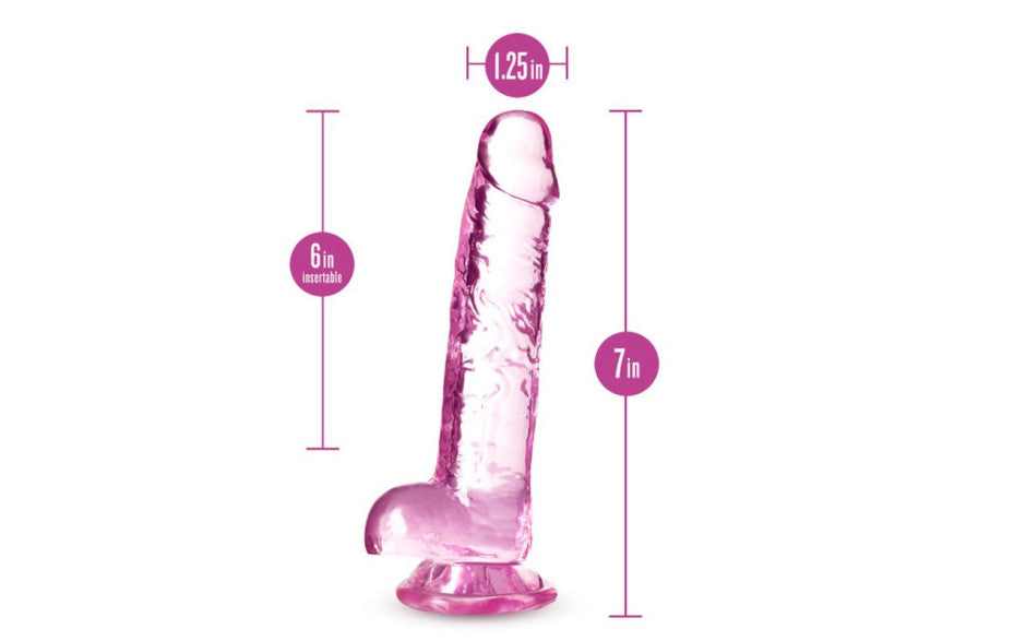 Naturally Yours 7" Crystaline Dildo Rose