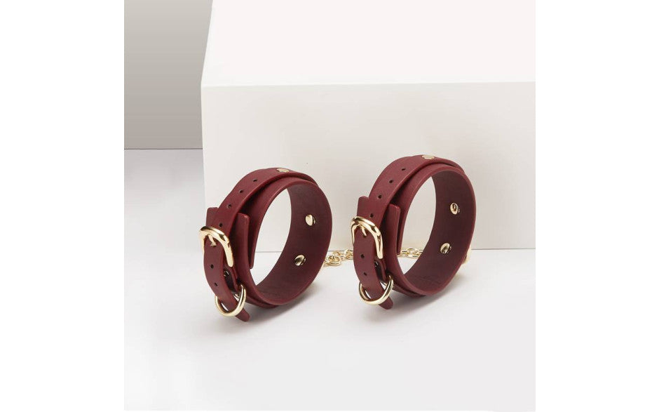 8 Pc Deluxe Bondage Play Kit Burgundy Gold