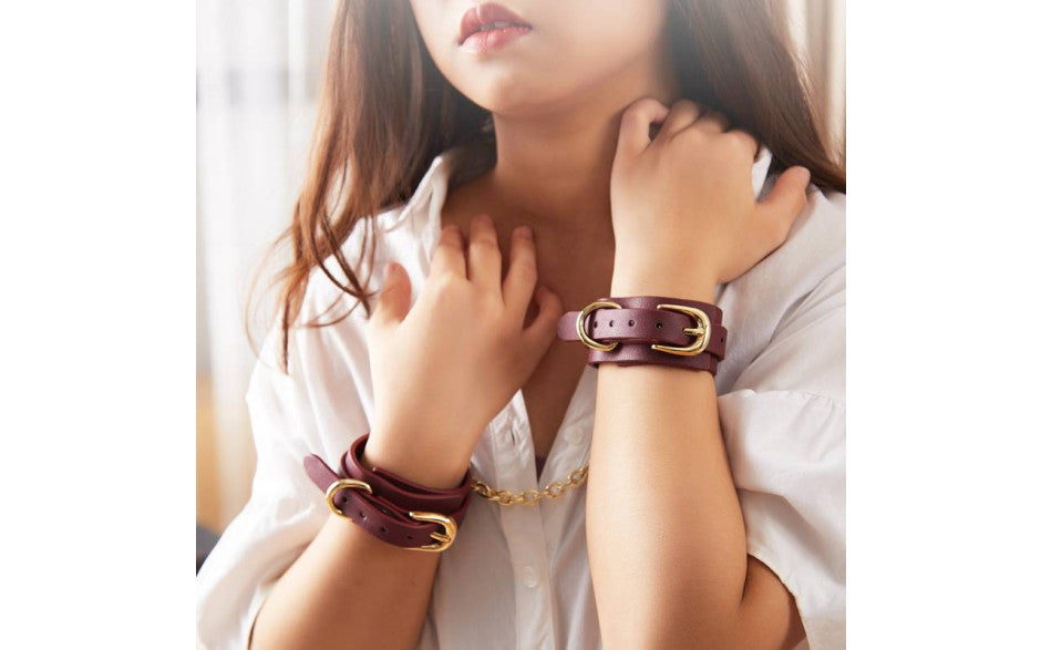 8 Pc Deluxe Bondage Play Kit Burgundy Gold