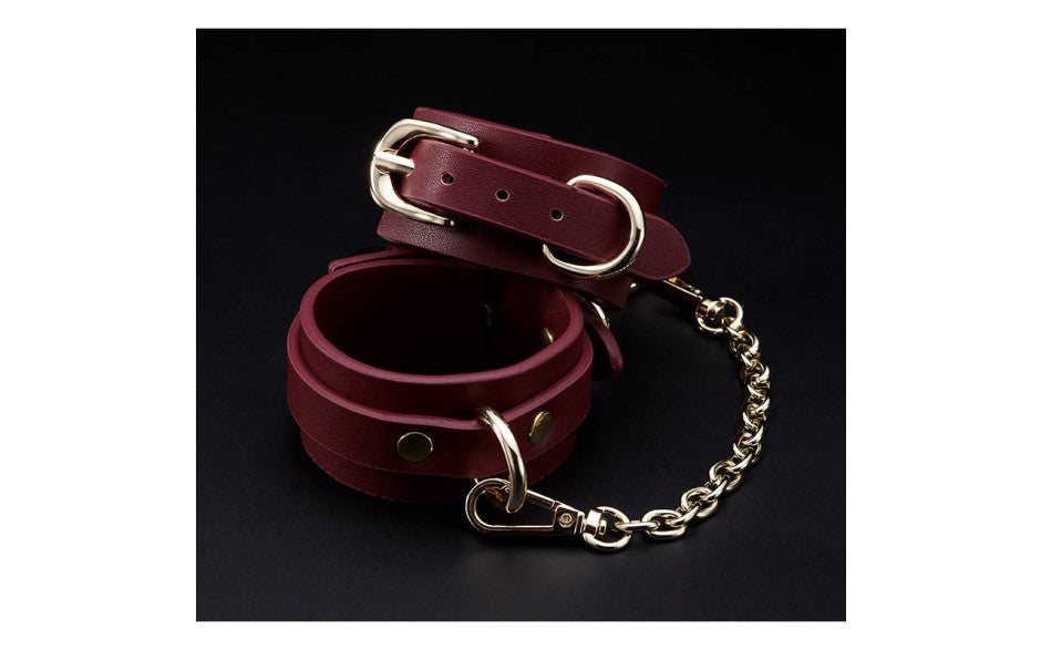 8 Pc Deluxe Bondage Play Kit Burgundy Gold