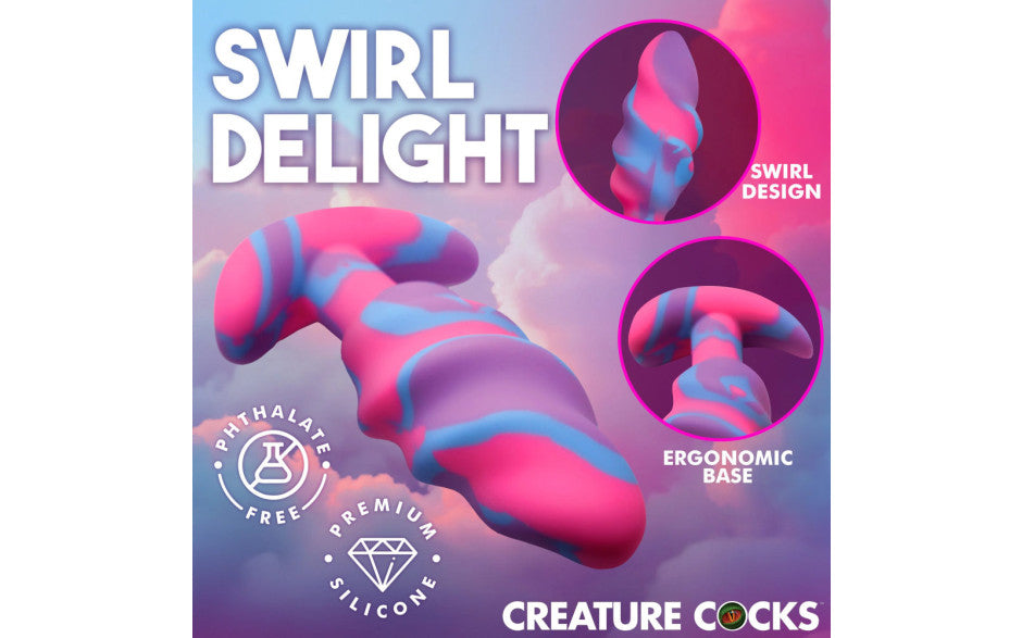 Unicorn Swirl Silicone Butt Plug Medium