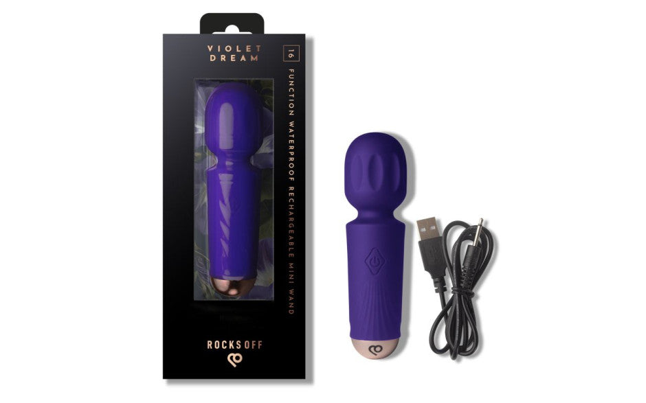 Rechargeable 16 Mode Silicone Mini Wand Violet Dream