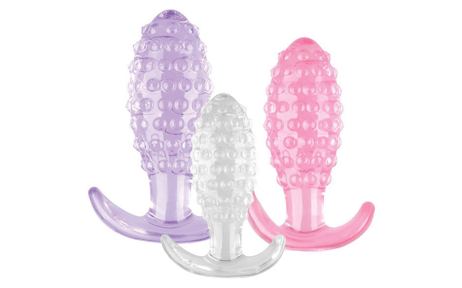 Crystal Ballers 3 Pc Silicone Anal Plug Set