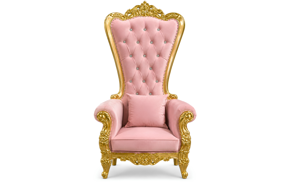Domina Throne Chair Gold Frame Pink Velvet Cushion