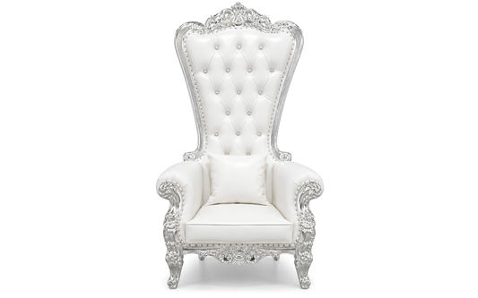 Domina Throne Chair Silver Frame Cream Cushion