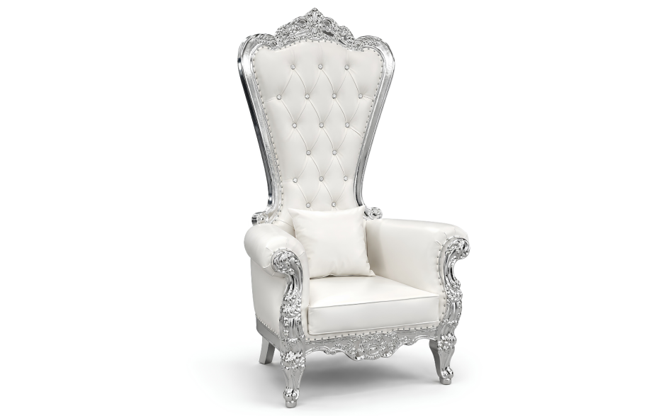 Domina Throne Chair Silver Frame Cream Cushion