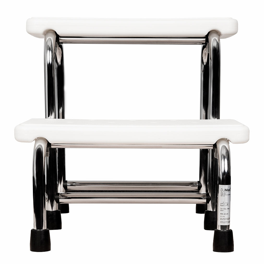 Bathroom Two-Step Stool with Slip-Resistant Rubber Feet - Chrome-Plated Steel Frame, 140 kg Capacity