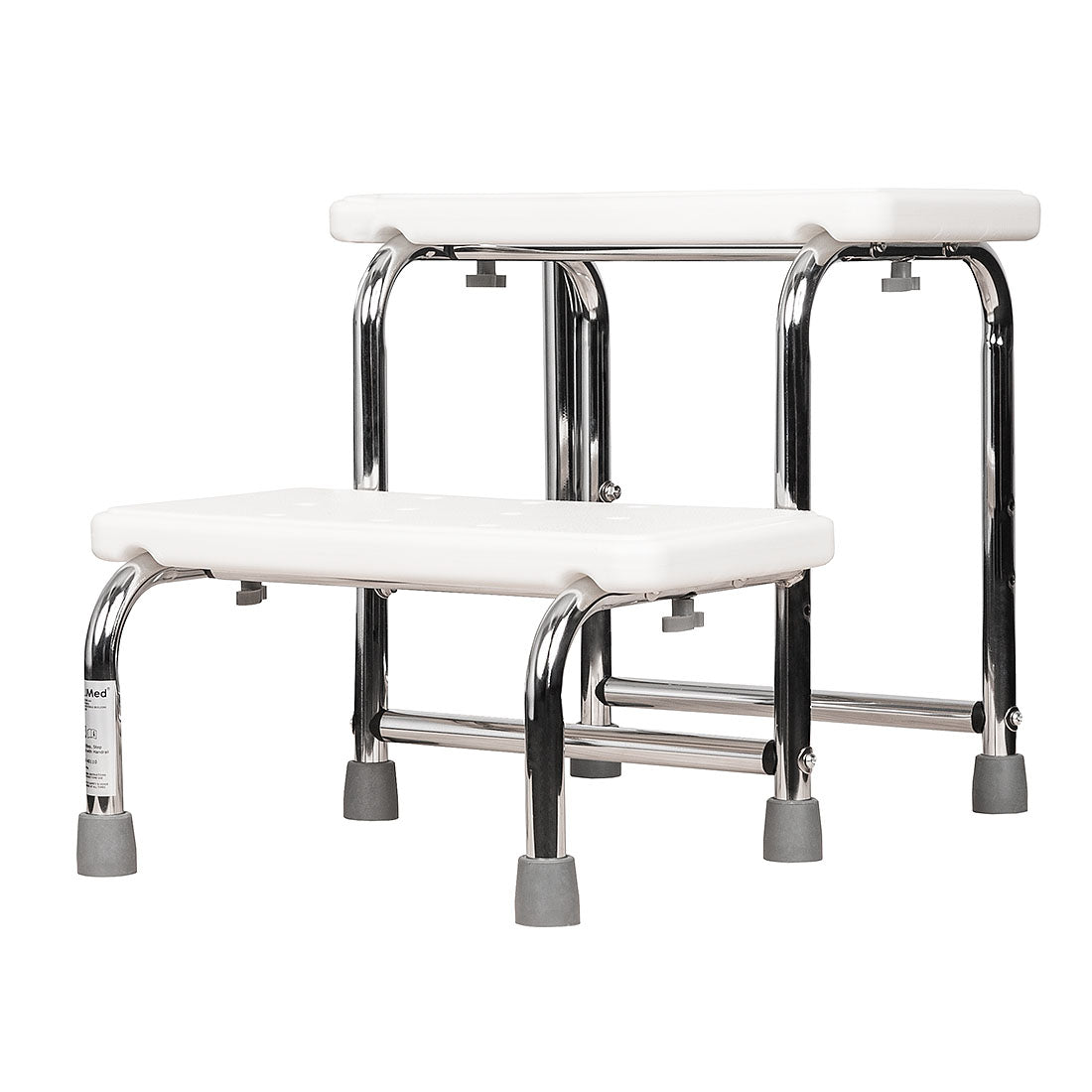 Bathroom Two-Step Stool with Slip-Resistant Rubber Feet - Chrome-Plated Steel Frame, 140 kg Capacity