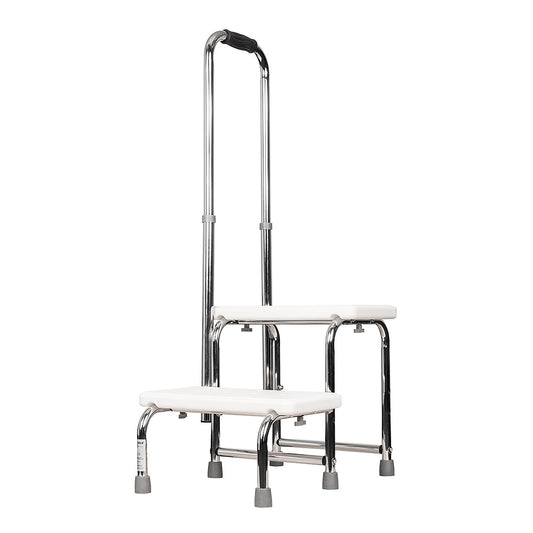 Heavy-Duty Two Step Stool with Handrail | Non-Slip Base & 140kg Capacity | Chrome-Plated Steel
