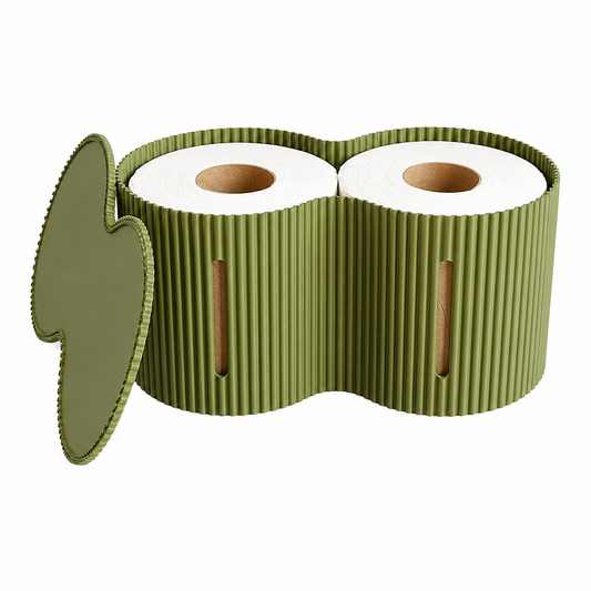 3D-printed toilet paper roll storage box, light green