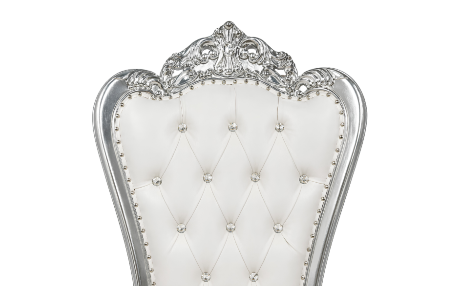 Domina Throne Chair Silver Frame Cream Cushion